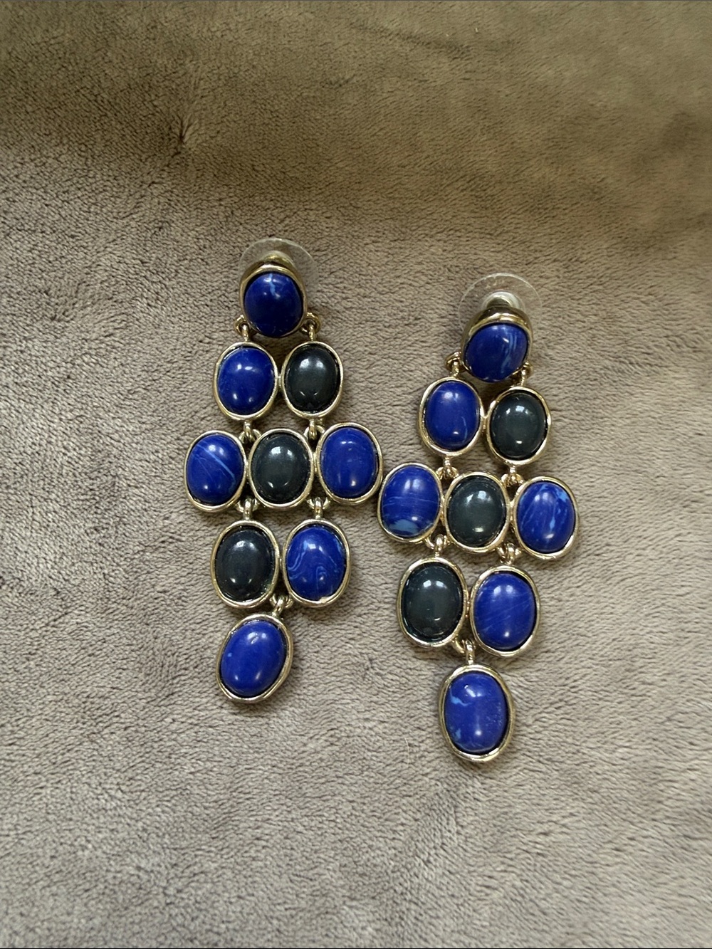 Nordstrom Blue and Dark Gray Multi-Stone Drop Earrings